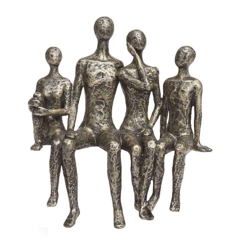 Escultura Decorativa Pessoas em Poliresina Bronze 20cm 21563 Mart
