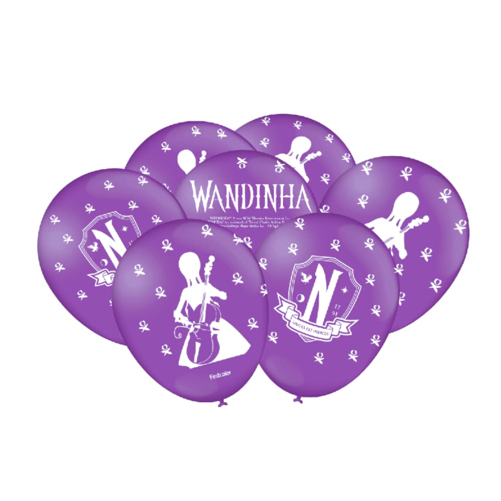 Balão Especial Lilás Látex 9`` Wandinha c/25 unidades Festcolor