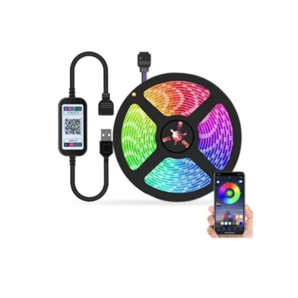Aplicativo USB Bluetooth Strip 5050 RGB 5m à prova d`água IP65