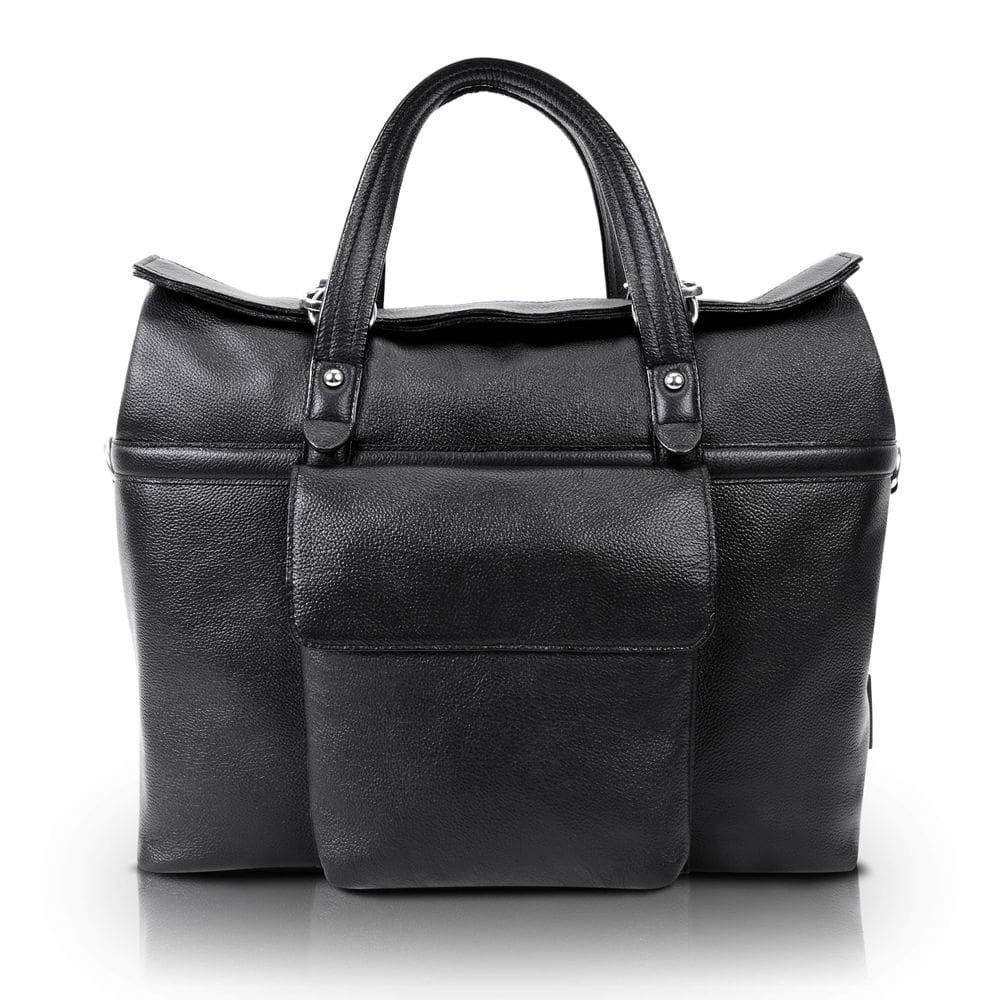 Maleta de couro para laptop com tampa rolante McKlein S Series 17” preta