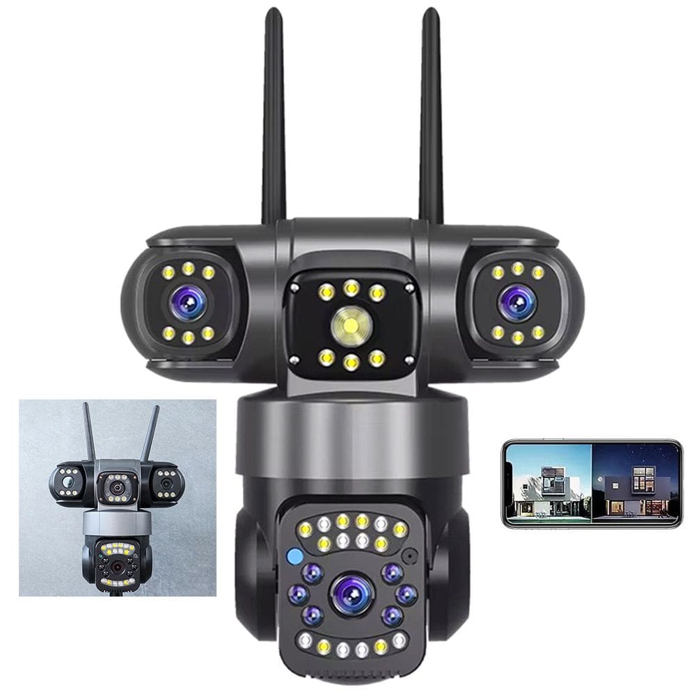 Camera de Segurança Lente Tripla 360 Graus App Wifi Microfone Sensor Presença Movimento Visao Noturna Vigilancia