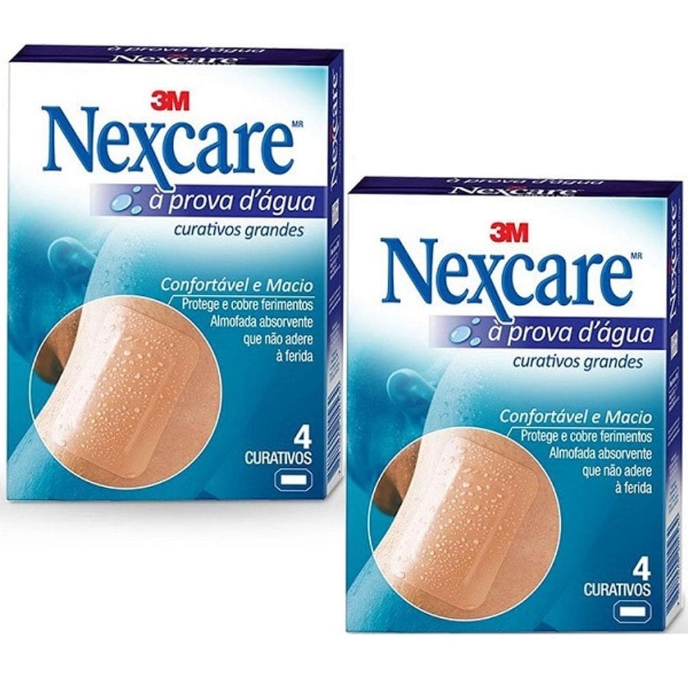 Kit com 2 Caixas de Curativo Nexcare Grande 4 Unidades