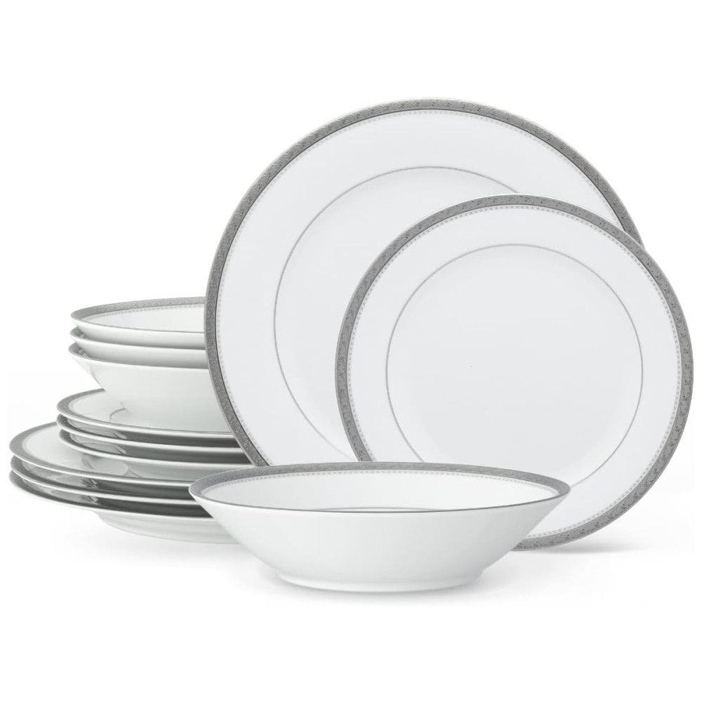 Aparelho de Jantar, Elegância e Sofisticação para Sua Mesa com 12 Peças, Formato Redondo e Material de Porcelana, Noritake, Branco