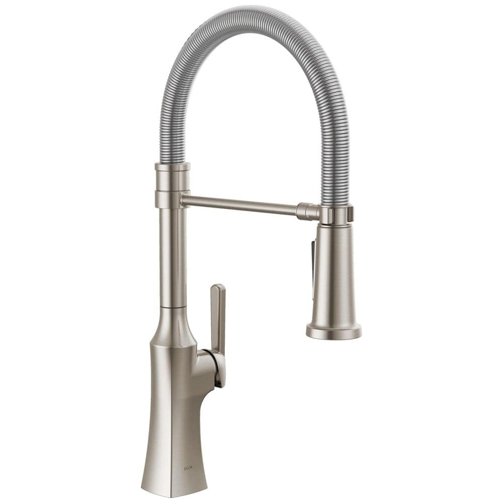 Torneira Cozinha com Pulverizador de Puxar para Baixo e Doca Magnética, Delta Ermelo Pro 18887-SS-DST, Níquel Escovado