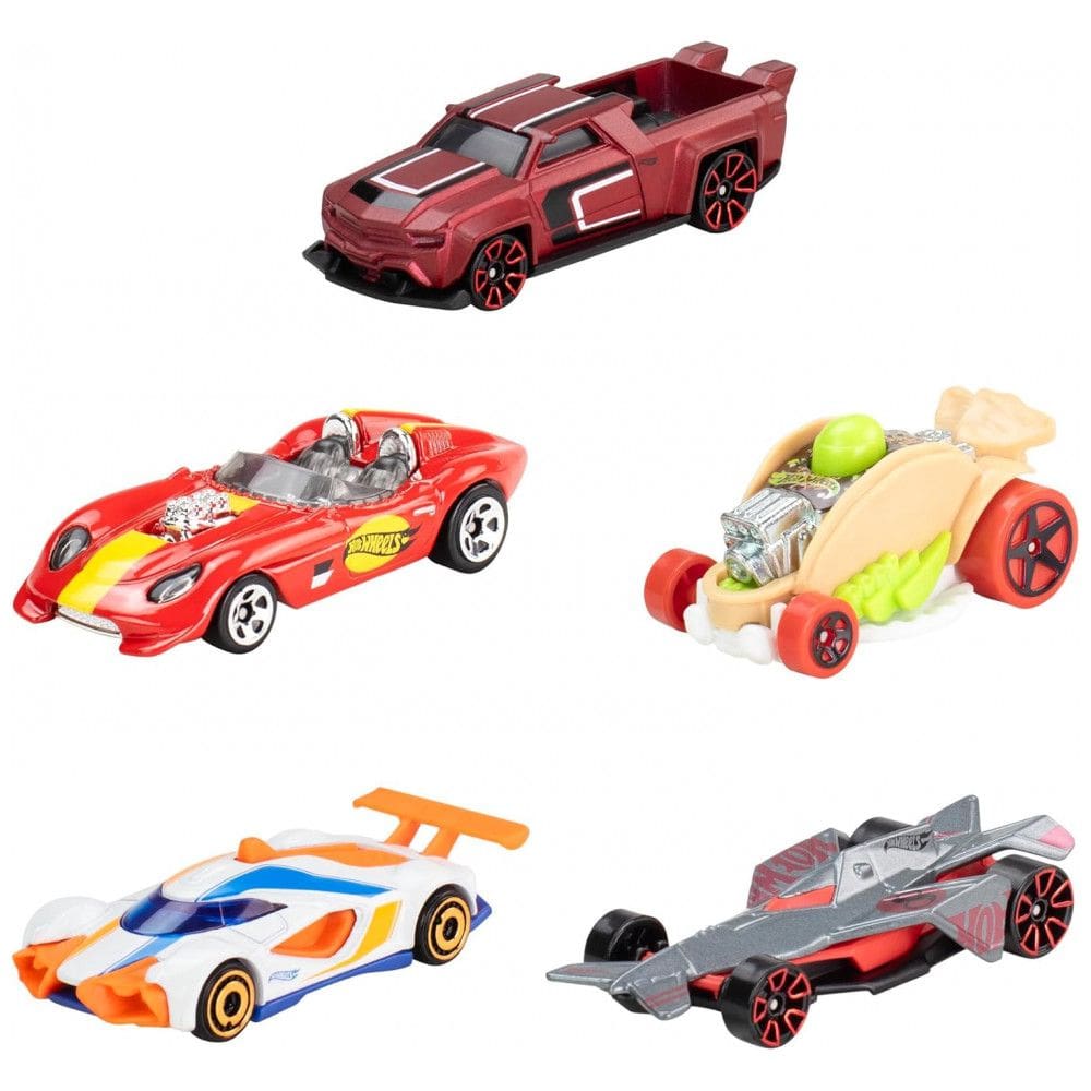 Carrinhos de Brinquedo Hot Wheels, Conjunto com 5 Carros em Escala 1:64 Apresentados na Série Animada Infantil da Netflix Lets Race