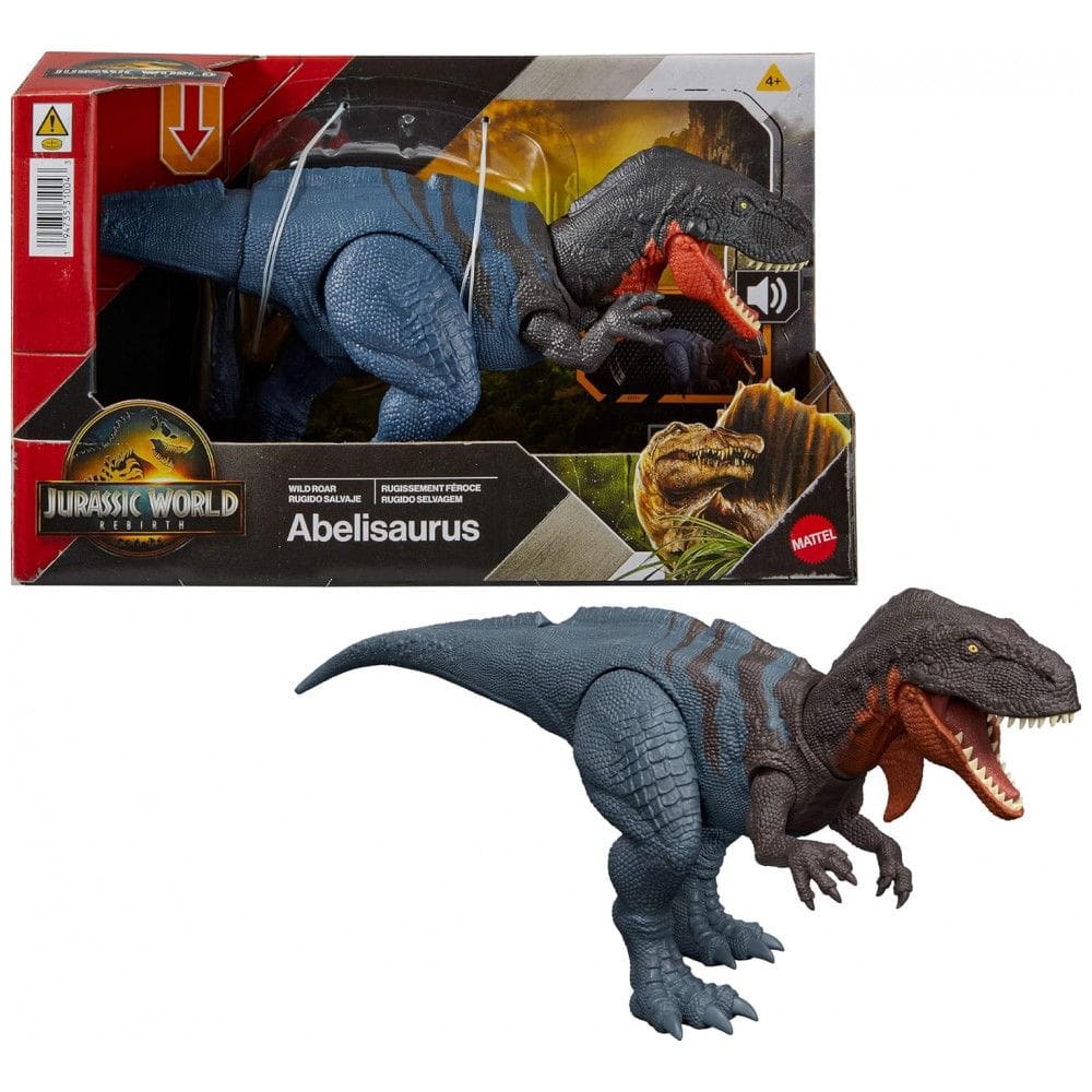 Brinquedo Mattel Jurassic World Rebirth Wild Roar Dinosaur Toy - Figura Posable Abelisaurus com Ataque Directional e Som, Diversão Digital
