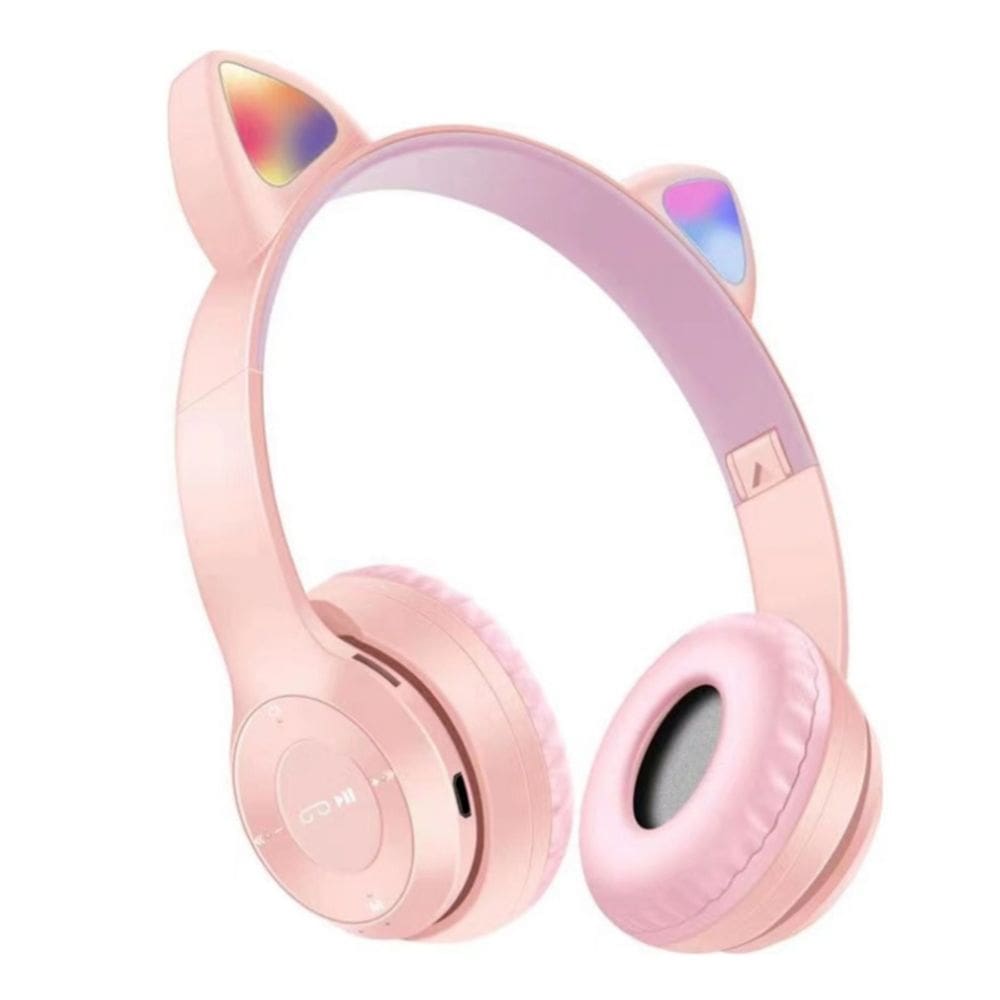 Fone de ouvido Bluetooth Fones de ouvido sem fio P47 Pink Rgb Cat Ears