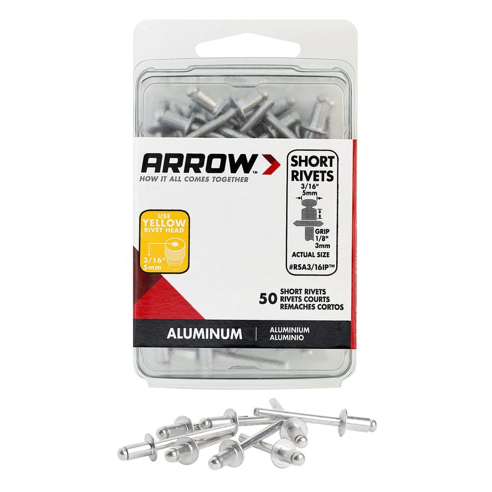 Rebites de alumínio Arrow Fastener RSA3/16IP, pacote com 50