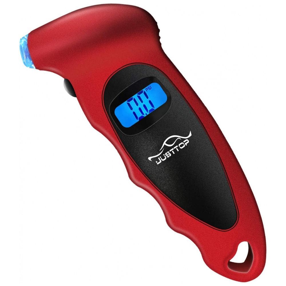 Medidor de Pressão de Pneus Digital JUSTTOP, 150 PSI 4 Configurações para Carros, Caminhões e Bicicletas, Display LCD Retroiluminado