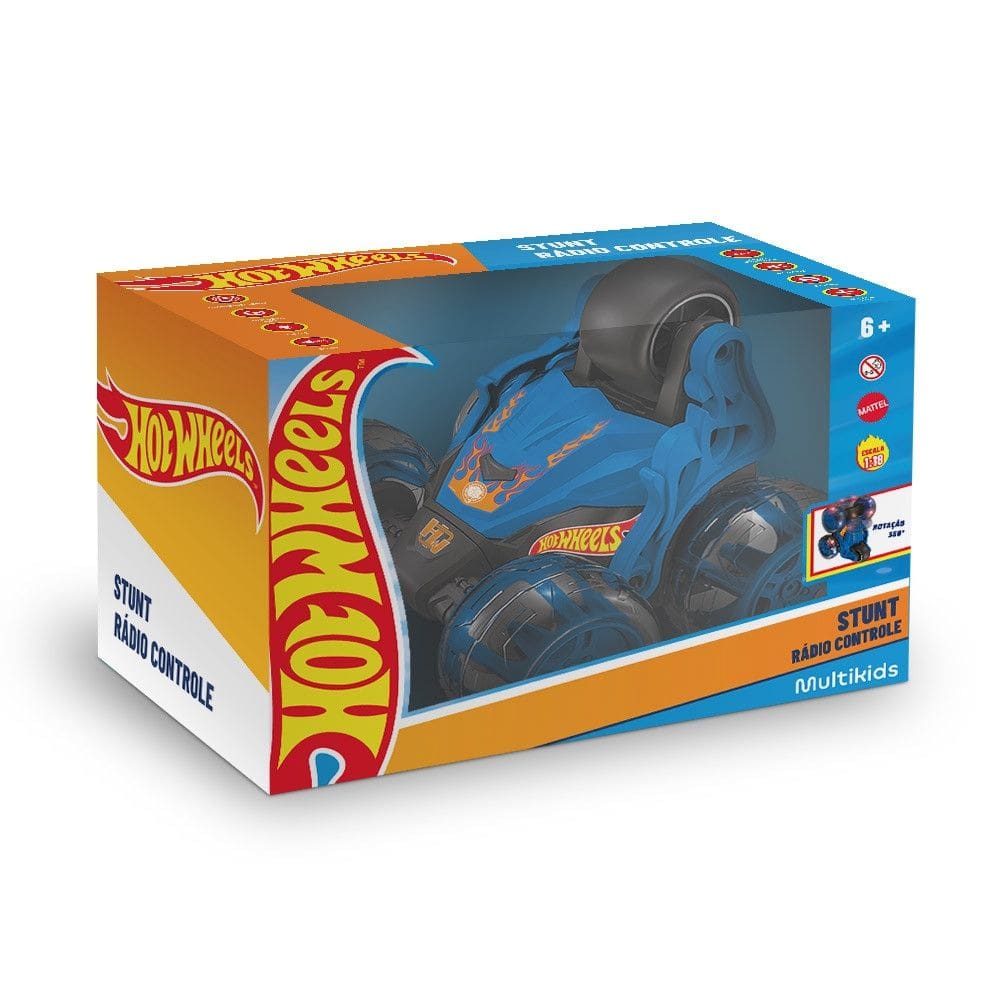 Rc Hot Wheels - Stunt - 4 Canais - Azul - Luz e Som - BR2476