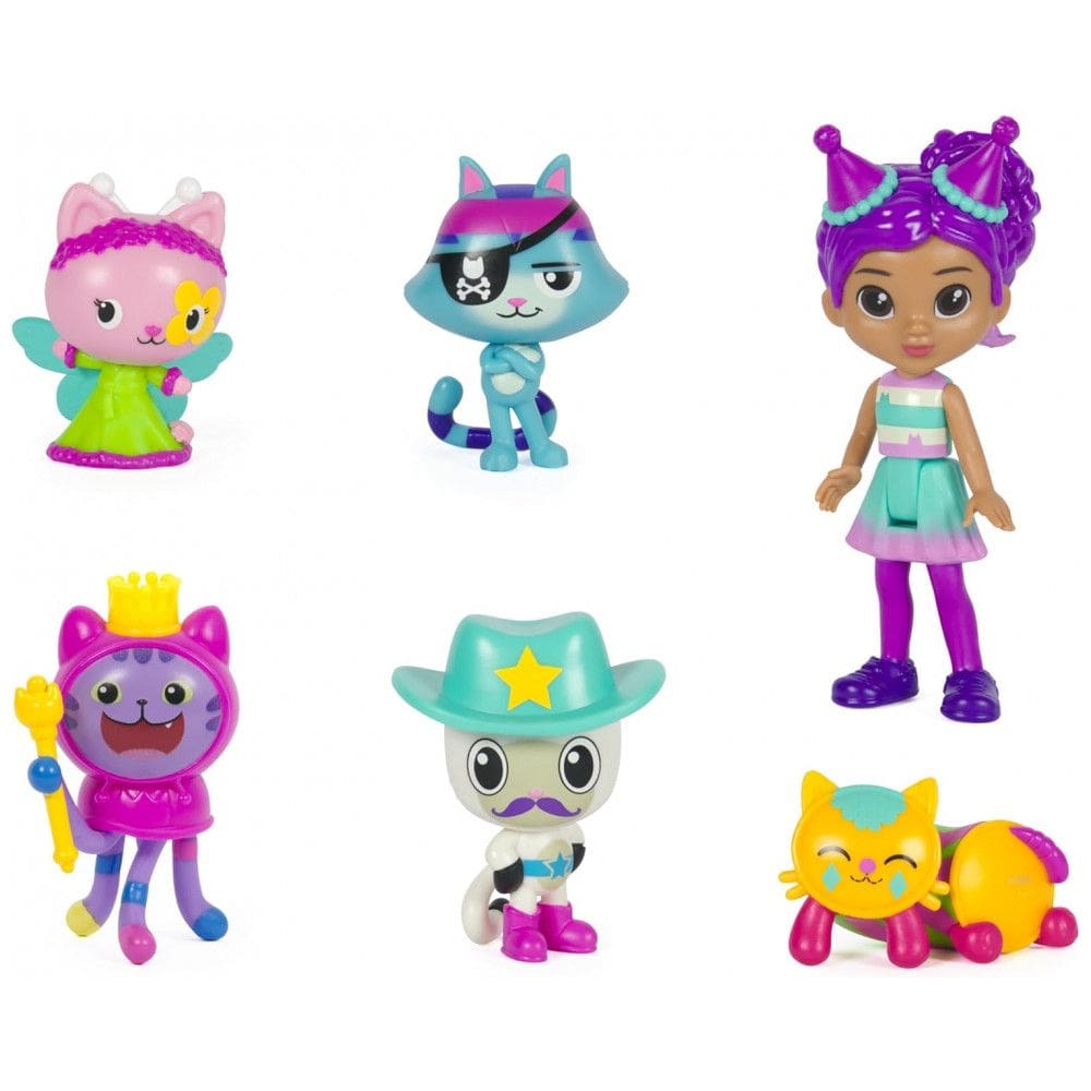 Conjunto de Figuras Temáticas de Celebração com Gabby Girl e 5 Cat Toy Figures - Acessórios Surpresa de Dollhouse, Brinquedos para Meninas