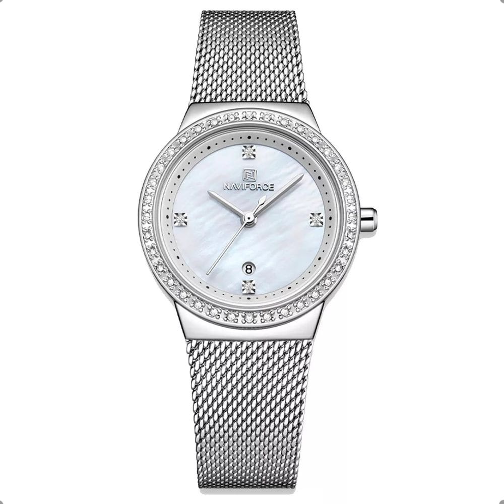 Relógio Naviforce 5005 Feminino Analógico Com Data prata