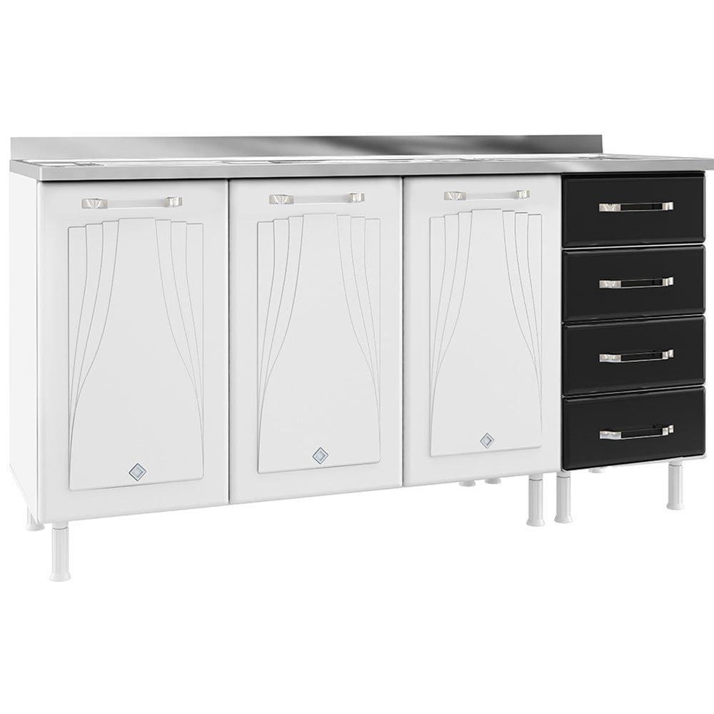 Balcao Star 1,60m 3 Portas 4 Gavetas Sem Tampo - Telasul