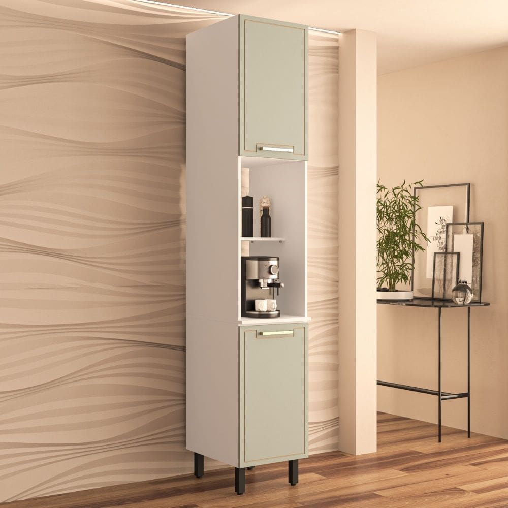 Paneleiro 2 portas 2 nichos Amara Branco Verde Politorno Móveis