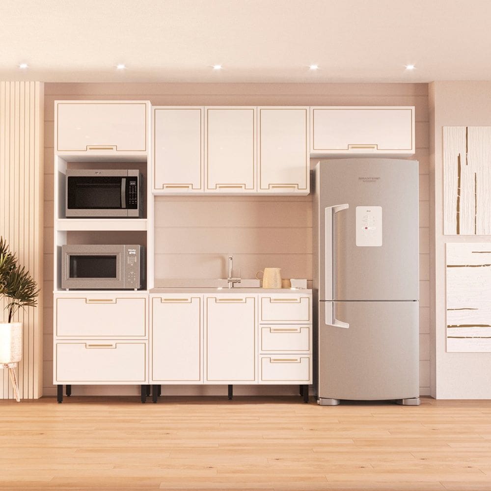 Cozinha Compacta 250076 4 Peças Amara Branco Politorno Móveis