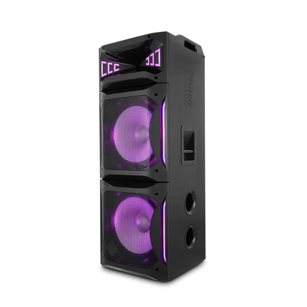 Caixa de Som Potente 2500W Philco Ex Bass PCX30000 P2, USB, Auxiliar Flash Lights Bluetooth 5.0 Bivolt