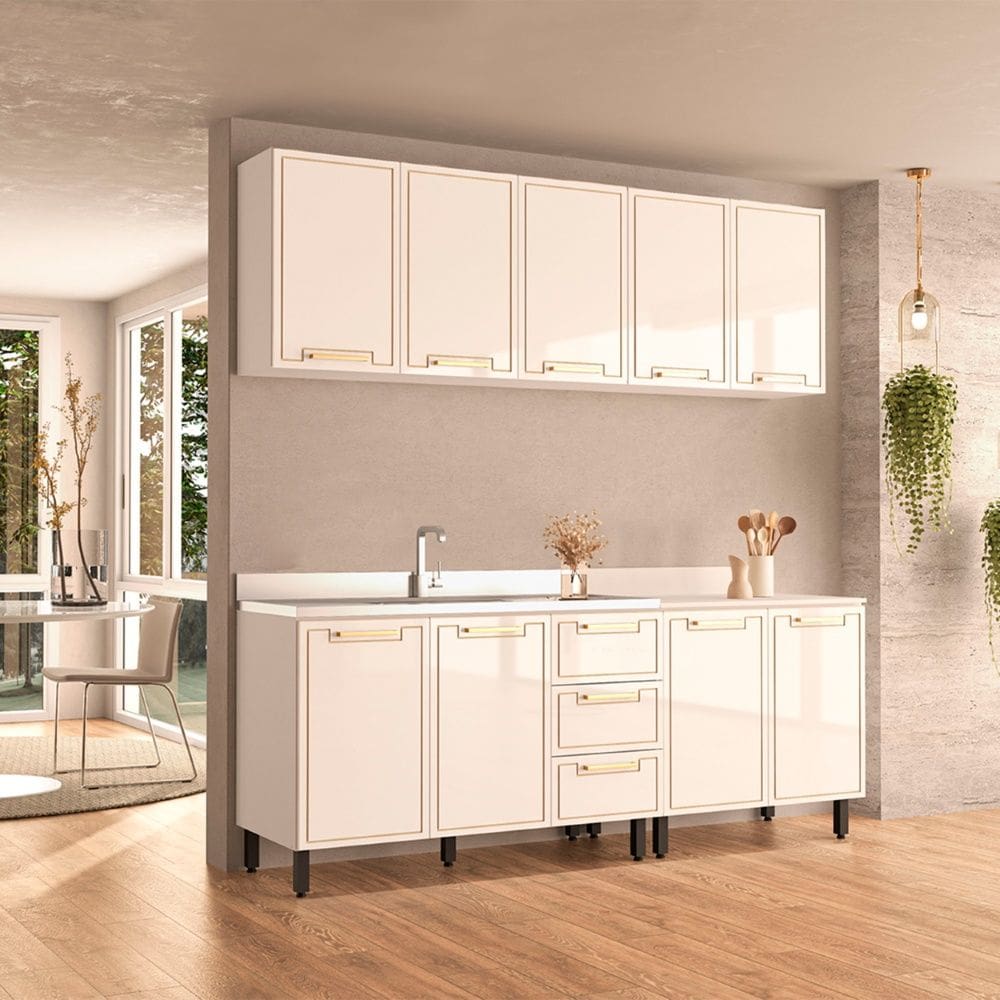 Cozinha Compacta 250077 4 Peças Amara Branco Politorno Móveis