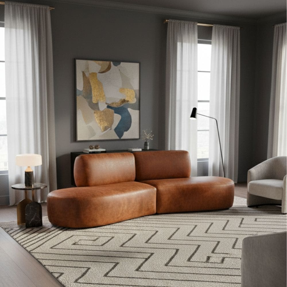 Sofá Orgânico Módulo Curvo Savana Corino Modena Ocre - Montanari`s Decor