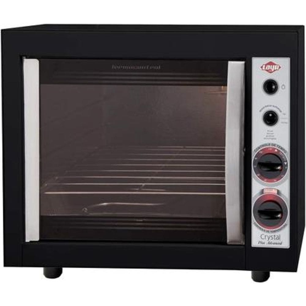 Forno Elétrico De Bancada Layr Crystal Plus Black Advanced 46 Litros, Lâmpada Interna, Prateleira Removível