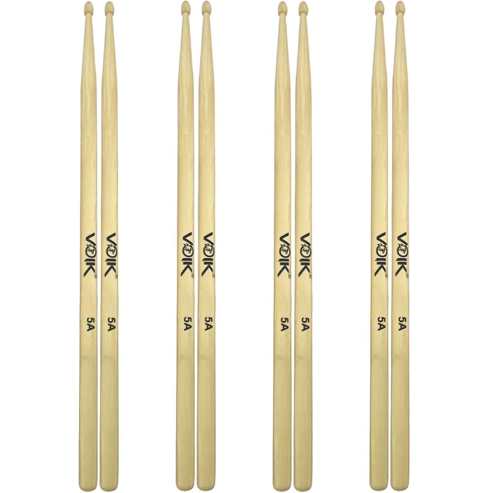 Kit 4 Pares de Baquetas Ponta de Madeira Maple Voik 5A