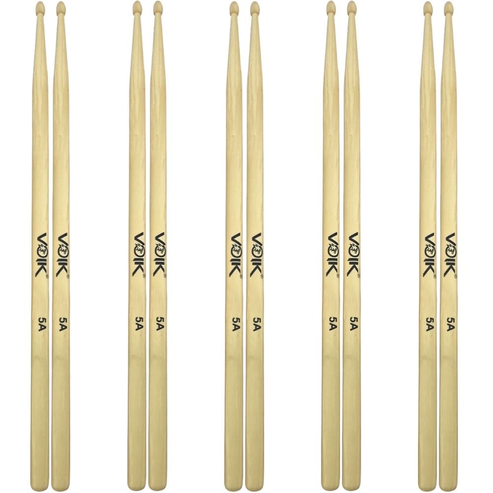 Kit 5 Pares de Baquetas Ponta de Madeira Maple Voik 5A