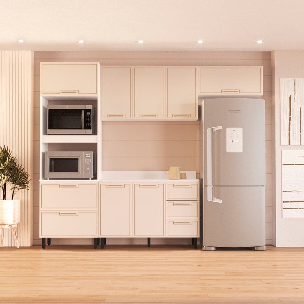 Cozinha Compacta 250088 4 Peças Amara Branco Creme Politorno Móveis