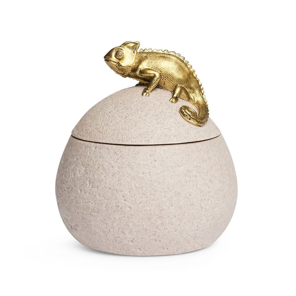 Pote Decorativo Camaleão em Poliresina Dourado 17cm 21031 Mart