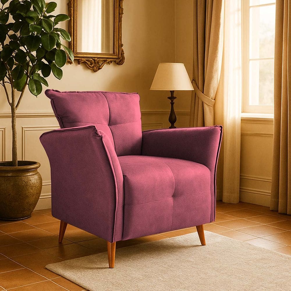 Poltrona Decorativa Para Sala De Estar E Recepção Monaliza Rosa