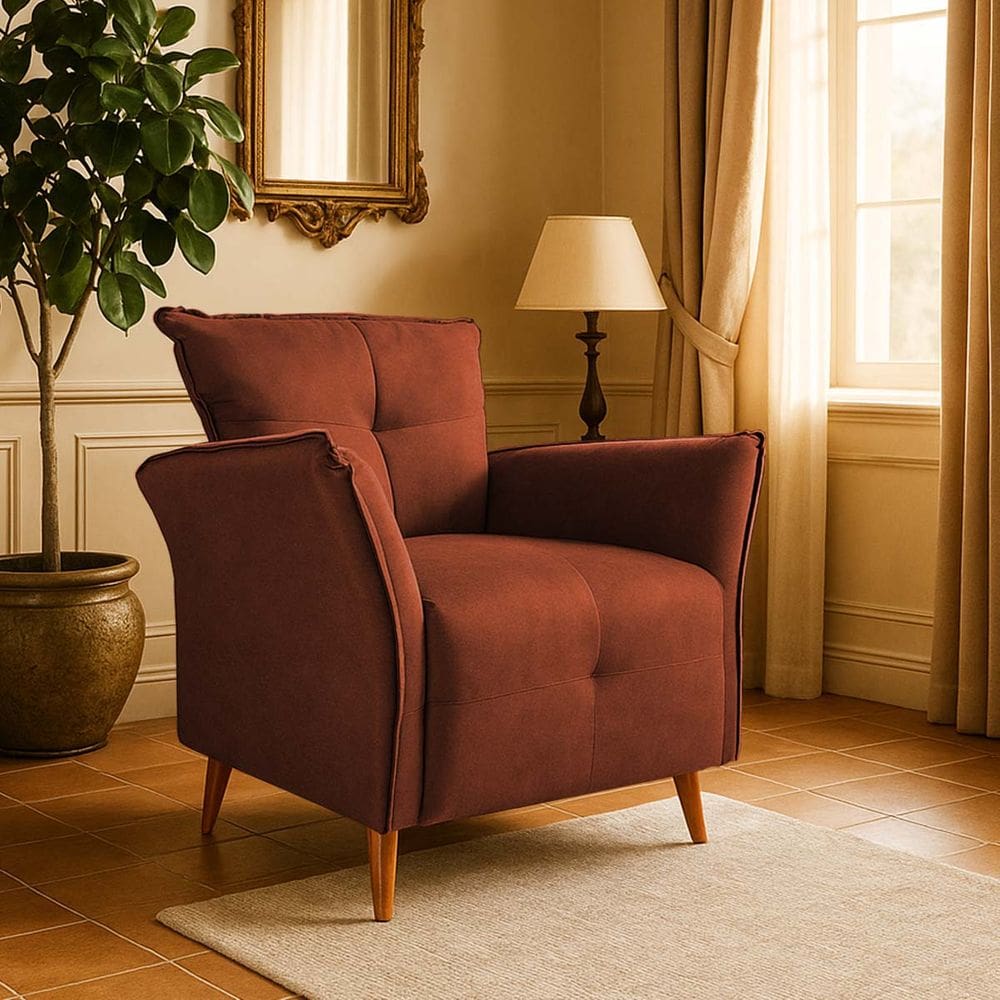 Poltrona Decorativa Para Sala De Estar E Recepção Monaliza Terracota