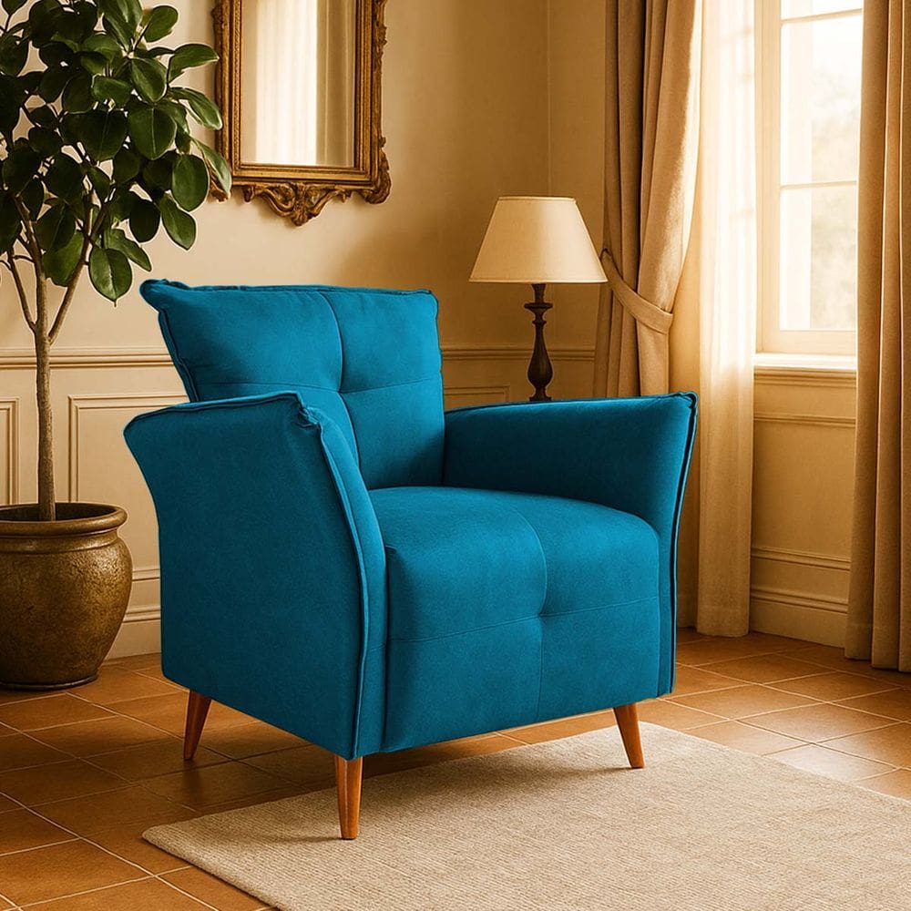 Poltrona Decorativa Para Sala De Estar E Recepção Monaliza Turquesa