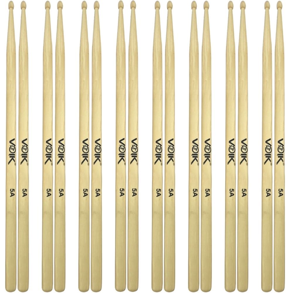 Kit 8 Pares de Baquetas Ponta de Madeira Maple Voik 5A
