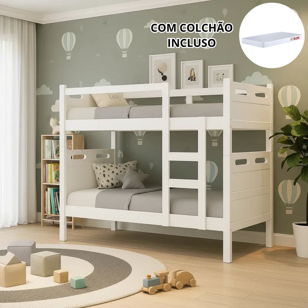 Beliche Jaspe com 2 Colchões - Vira 2 Camas MDF