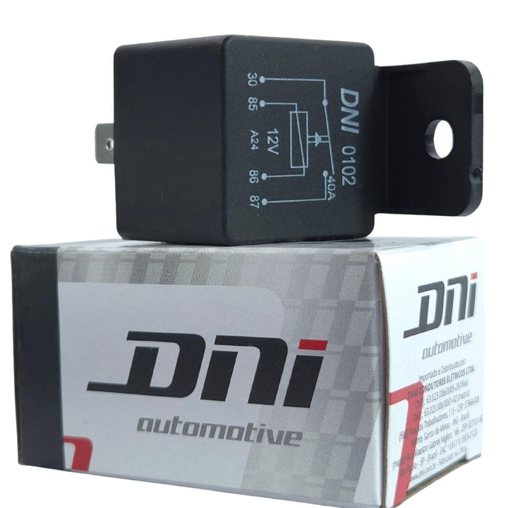 Relê Auxiliar Universal Com Suporte 12v 40a 4 Pinos - DNI 0102