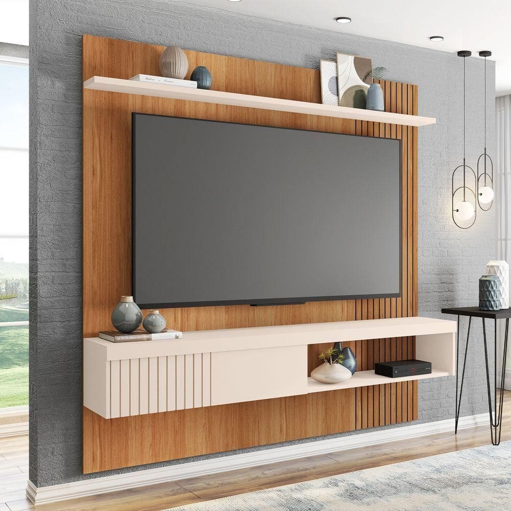 Painel Para Até 60 Polegadas Jade Suspenso Com Nicho Para Sala De Estar