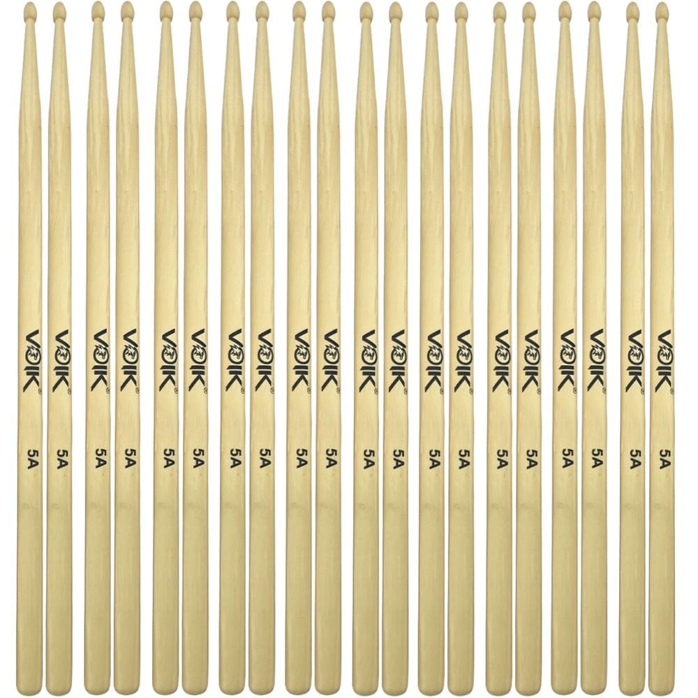 Kit 10 Pares de Baquetas Ponta de Madeira Maple Voik 5A