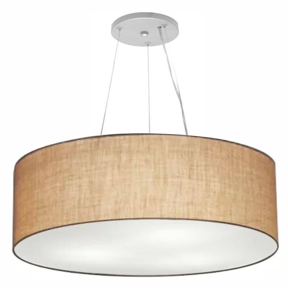 Lustre Pendente Cilíndrico Md-4381 Cúpula em Tecido 100x30cm Palha - Bivolt