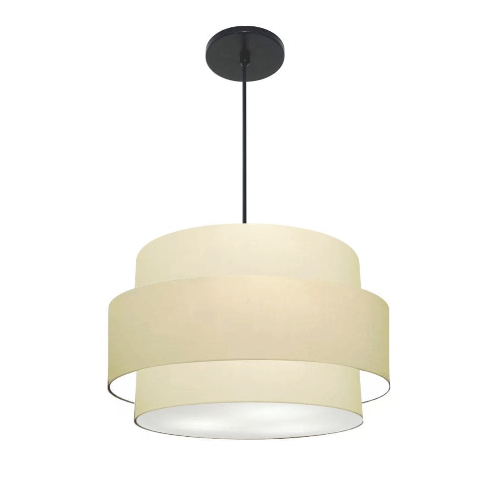 Lustre Pendente Cilíndrico Md-4384 Cúpula em Tecido Bege Tam: 50cm