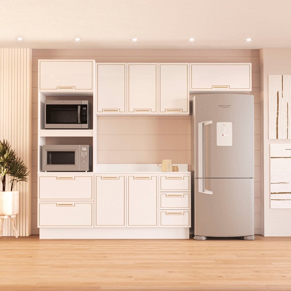 Cozinha Compacta 250094 4 Peças Amara Branco Politorno Móveis