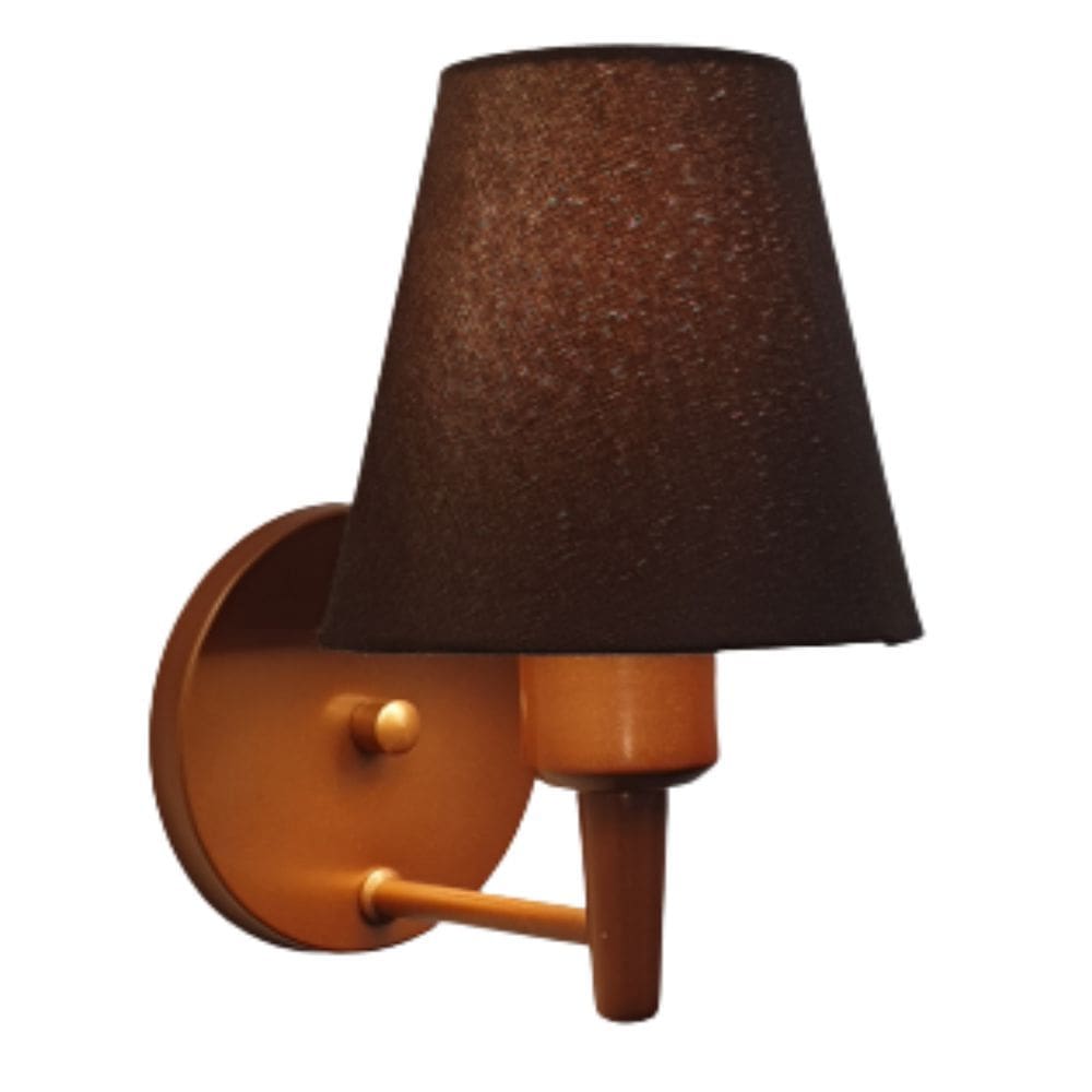 Arandela Cone Md-2004 Base Cobre Cúpula em Tecido 14/14x07cm Café - Bivolt
