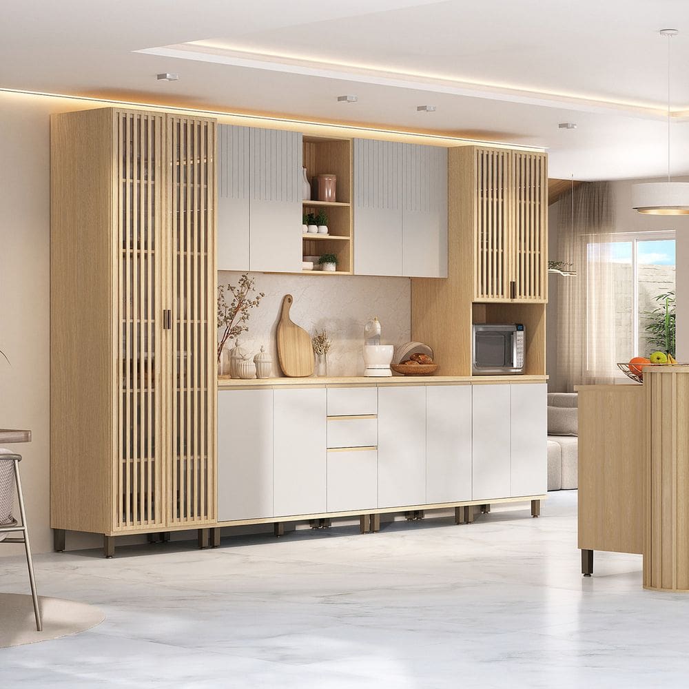 Armario Aereo Cozinha Mdf Carvalho 2 Portas 120x80x32cm