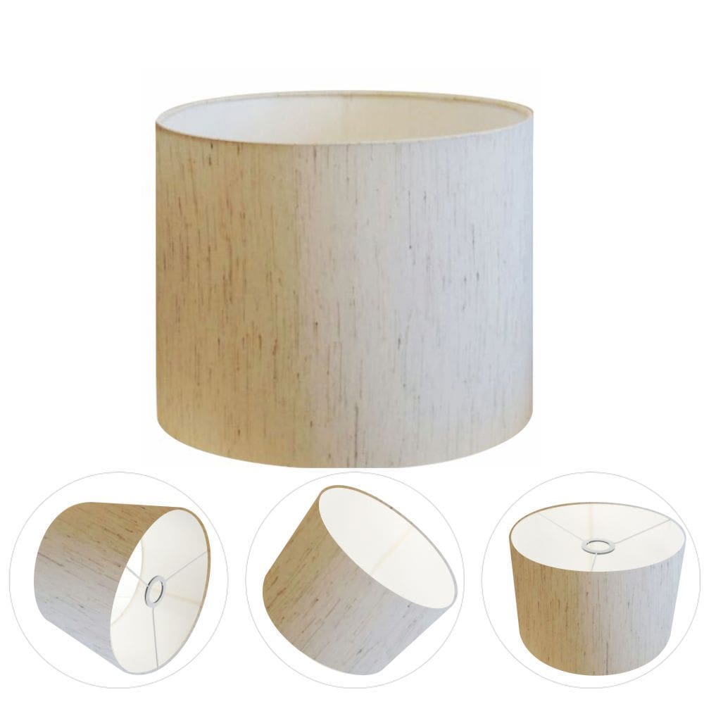 Cúpula Abajur Cilíndrica Cp-8012 Ø30x25cm Linho Bege