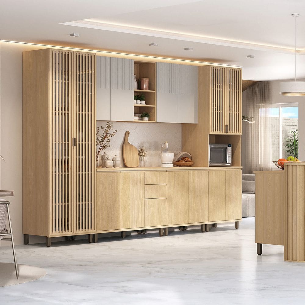 Armario Aereo Cozinha Mdf Carvalho 1 Porta 40x80x32cm