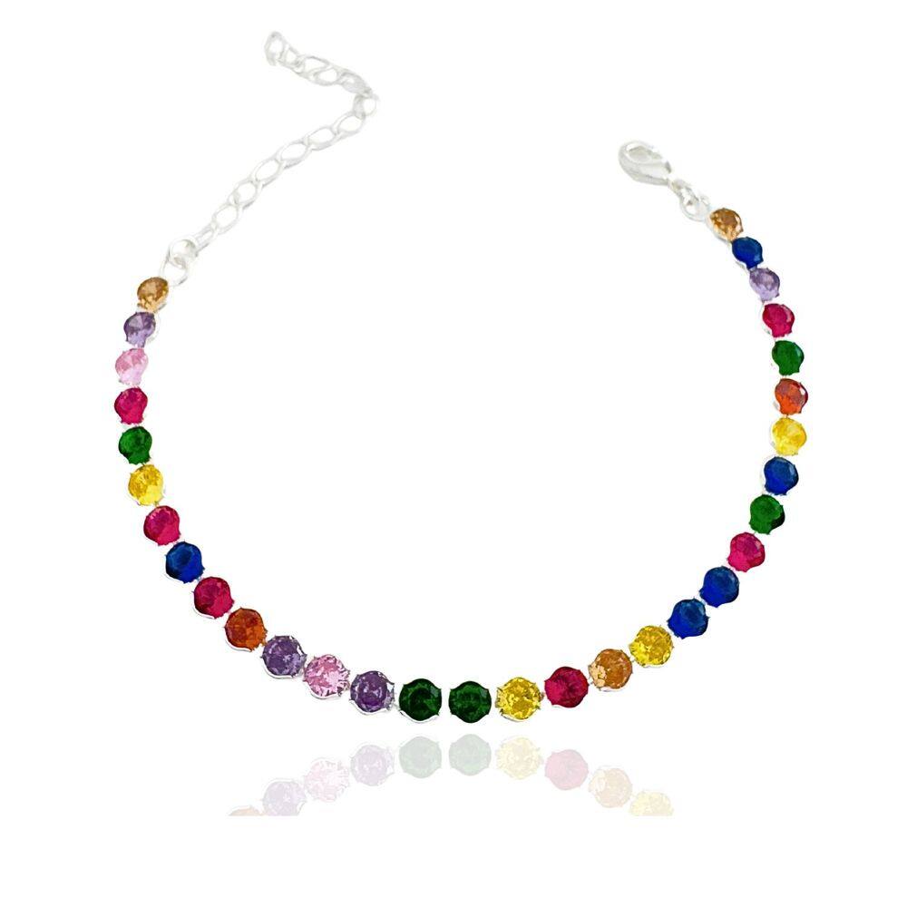 Pulseira Riviera Redonda Colors Banhada a Prata