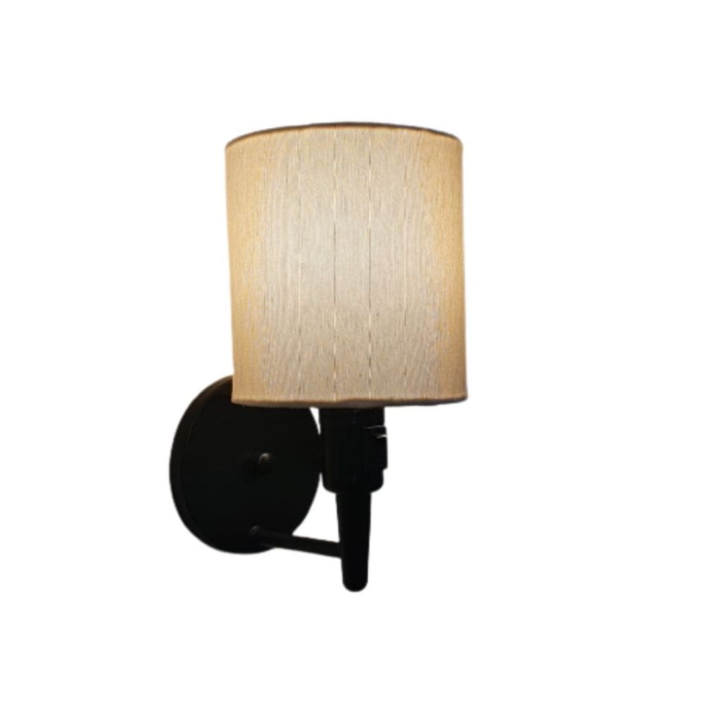 Arandela Cilíndrica Md-2030 Preto Com Liga e Desliga Cupula Algodão Crú - Bivolt