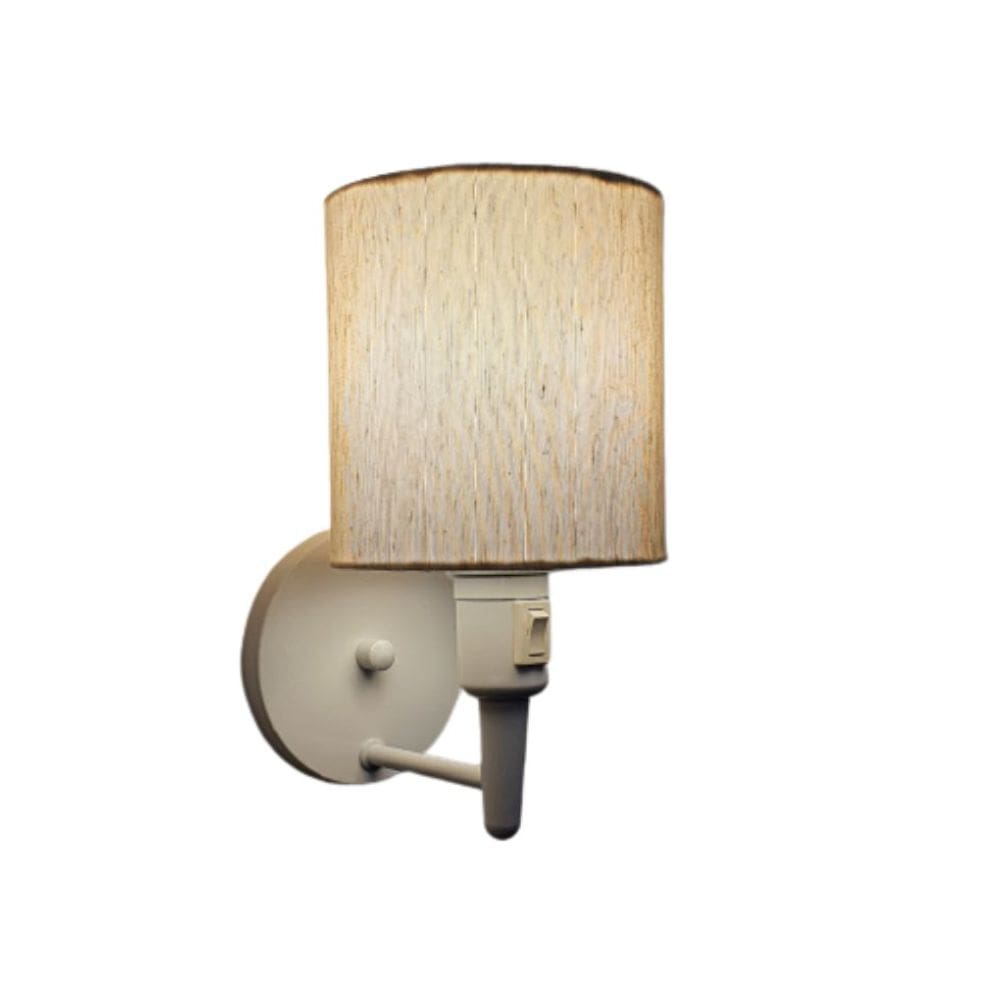 Arandela Cilíndrica Md-2030 Branca Com Liga e Desliga Cupula Linho Bege - Bivolt