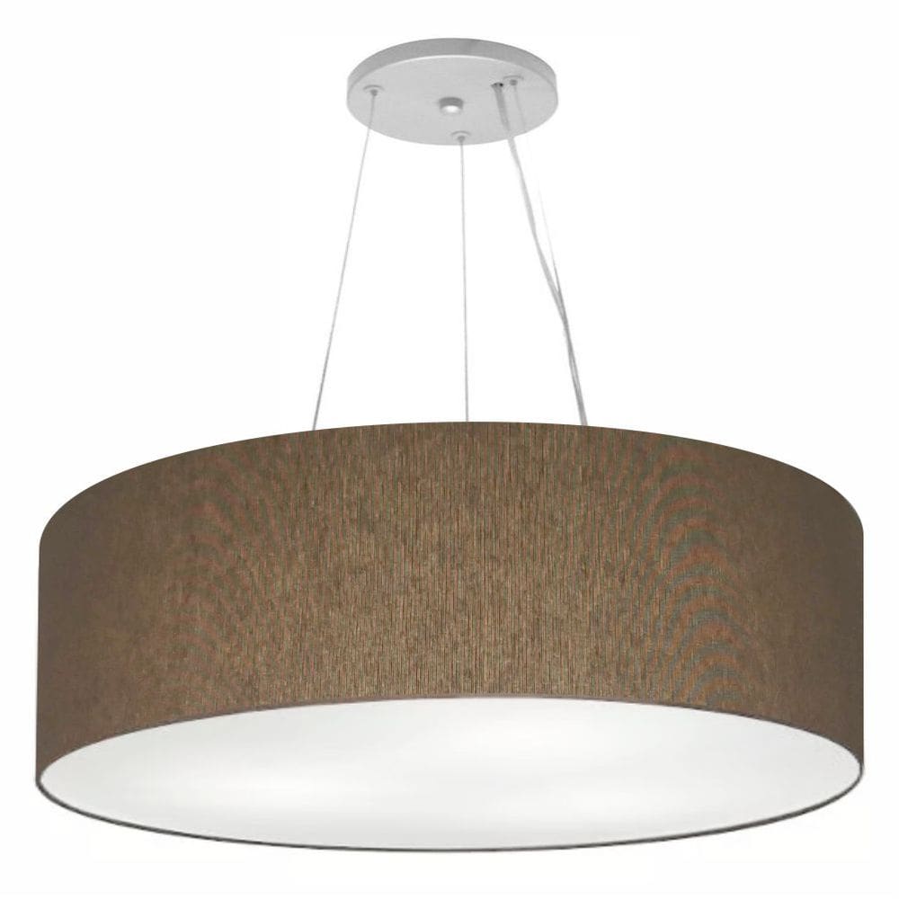 Lustre Pendente Cilíndrico Md-4381 Cúpula em Tecido 100x30cm Caqui - Bivolt