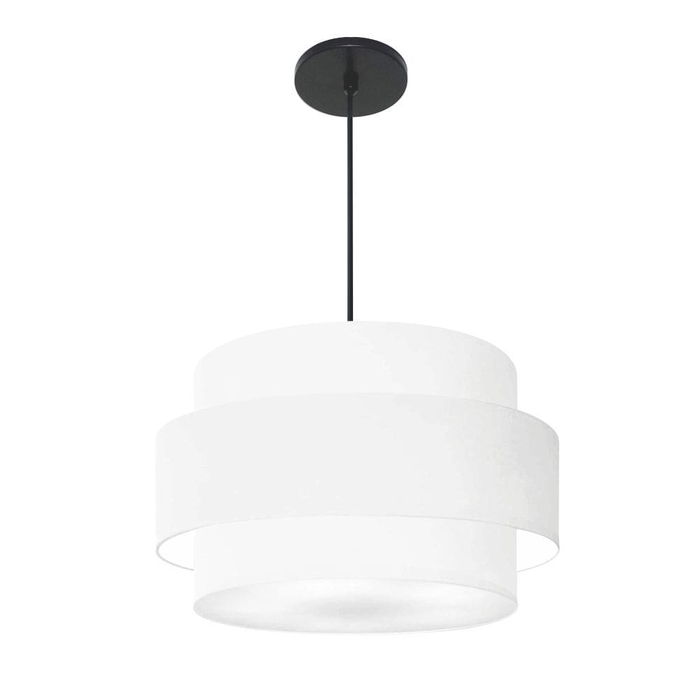 Lustre Pendente Cilíndrico Md-4384 Cúpula em Tecido Branco Tam: 50cm