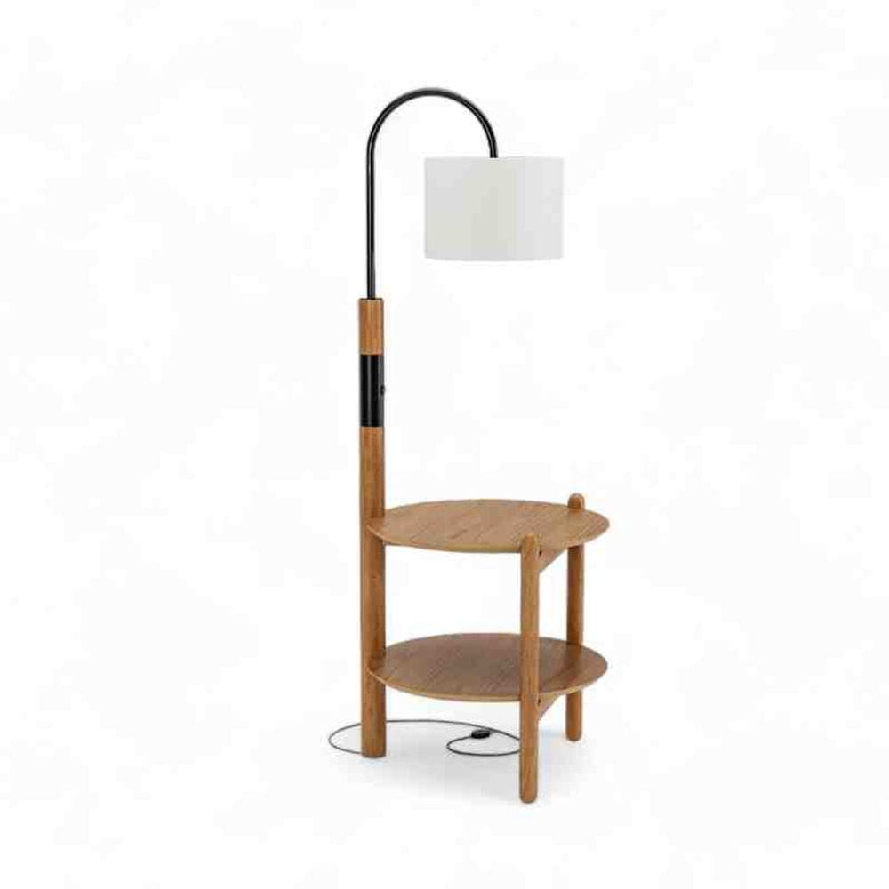 Mesa de Cabeceira c/ Luminária Agatha Champagne Metal Dourado Seiva Móveis