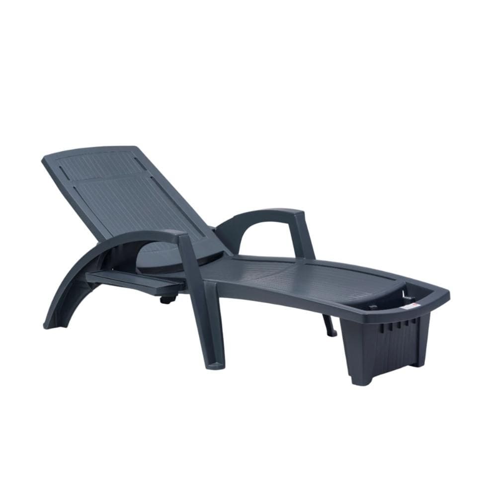 Espreguiçadeira Sole Reclinável Grafite em Polipropileno com Proteção UV Pisani