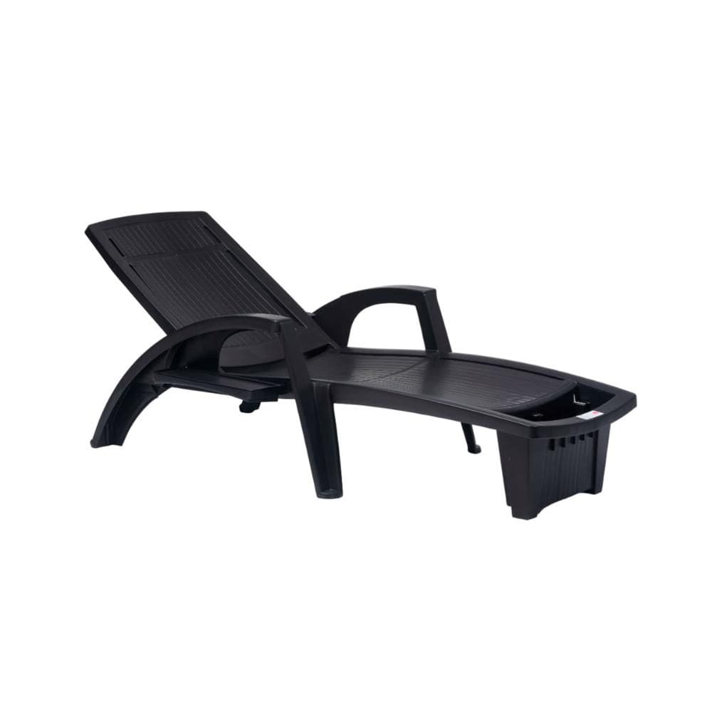 Espreguiçadeira Sole Reclinável Preta em Polipropileno com Proteção UV Pisani
